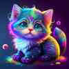 Regnbuefarvet kat i diamond paint