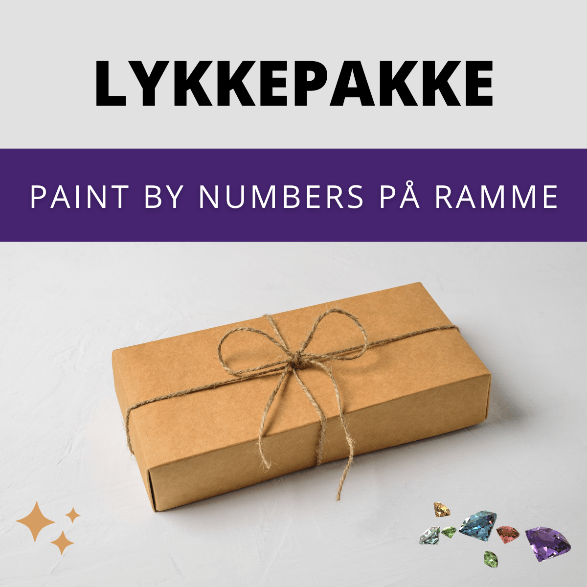 LYKKEPAKKE - paint by numbers på ramme