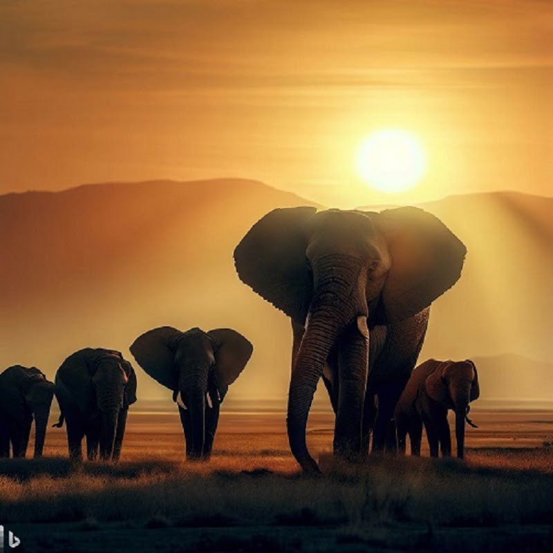 Elefantflok på savannen