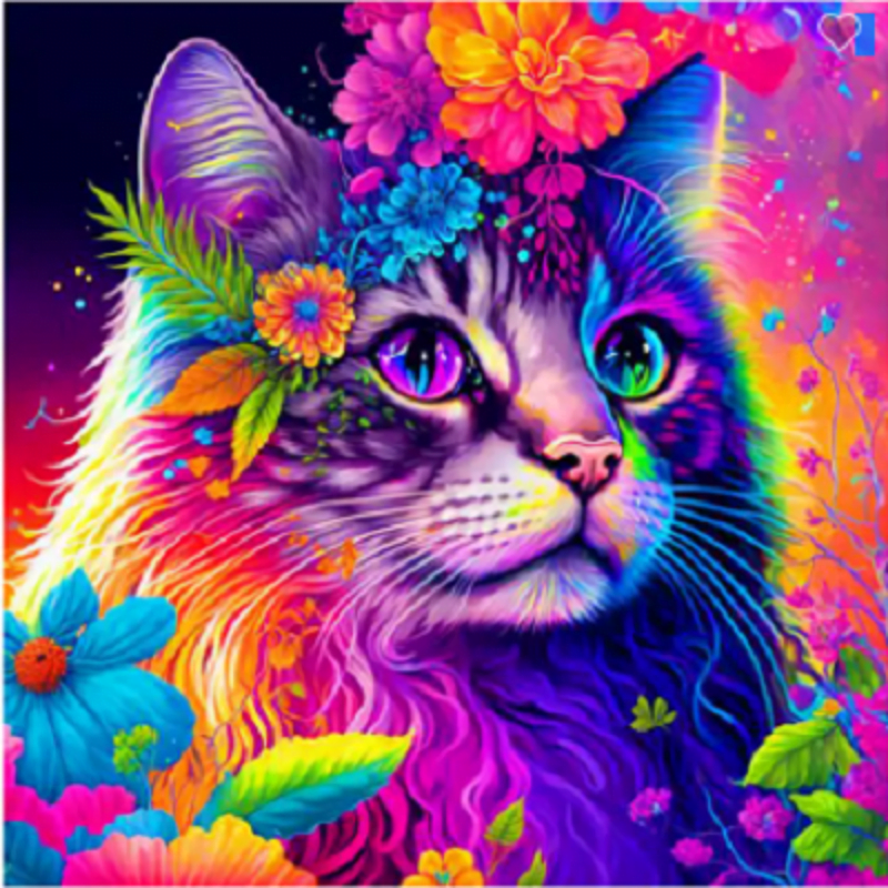 Diamond Painting - Farverig kat
