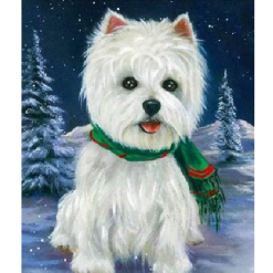 West Highland White Terrier med halstørklæde i diamond paint