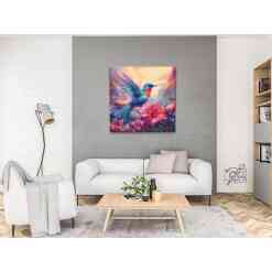 Farverig fugl, diamond art