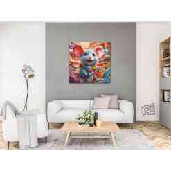 Farverig mus, diamond paint