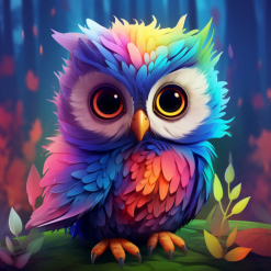 Farverig ugle, diamond art
