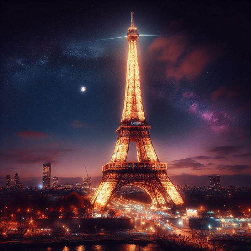 Oplyst Eiffeltårn