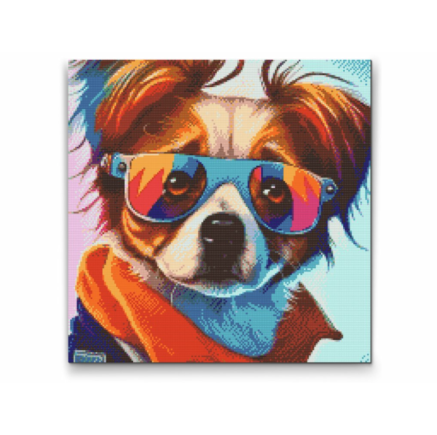 Diamond Painting - Hund med fede solbriller 1 - Premium thumbnail