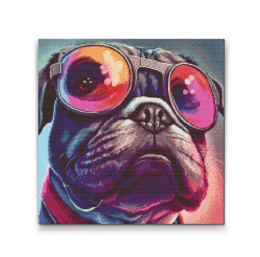 Diamond Painting - Hund med fede solbriller 2 - Premium thumbnail