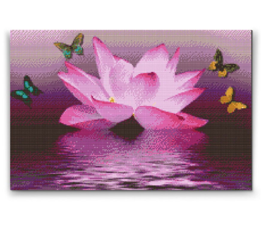 Diamond Painting - Lotus og sommerfugle - Premium thumbnail