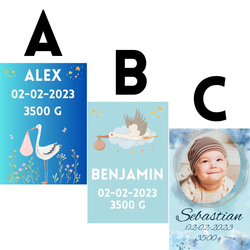 Dåb eller fødsel - billede i diamond paint til dreng (skræddersyet) - Premium