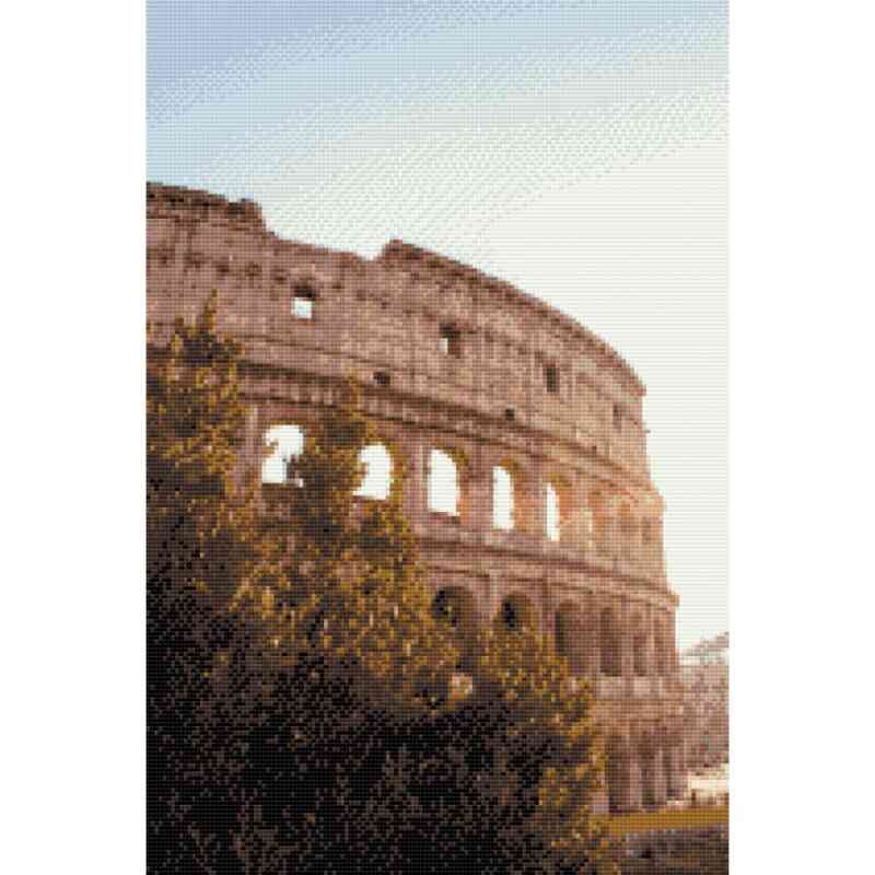 Udforsk Colosseum i Rom og fordyb dig i skønheden af dette imponerende amfiteater gennem vores fantastiske diamond art-billede.