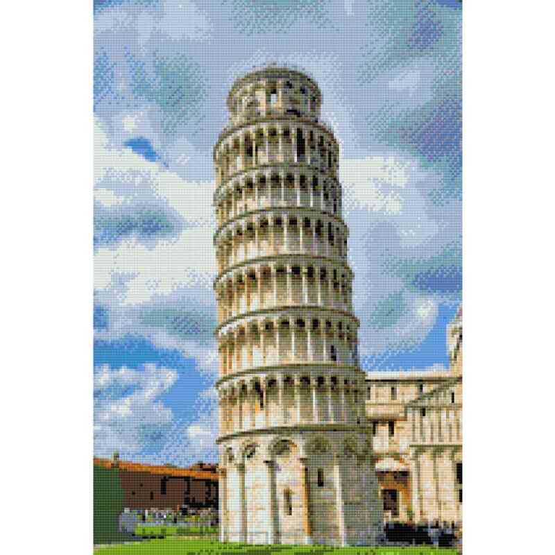 Få en enestående oplevelse med vores diamond art-billede, der fremviser det ikoniske skæve tårn i Pisa – en af Italiens mest velkendte og unikke seværdigheder.