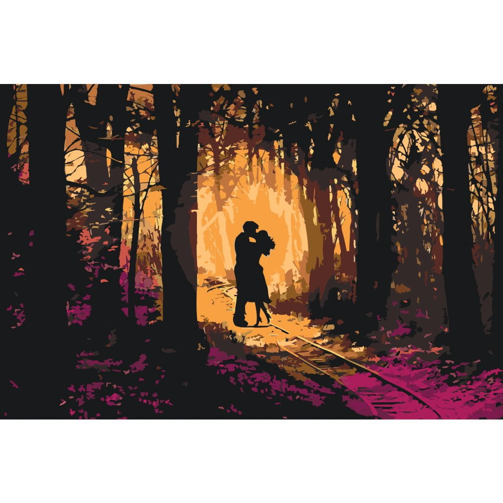 Forelsket par i skoven - Paint by Numbers Premium thumbnail