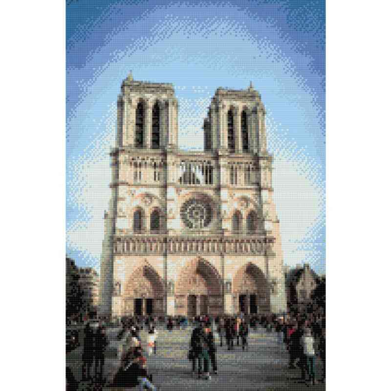 Diamond Art-billede, der indfanger skønheden af Notre Dame Katedralen. Dette ikoniske vartegn er en del af verdensarven og en af Frankrigs og Paris mest unikke seværdigheder.