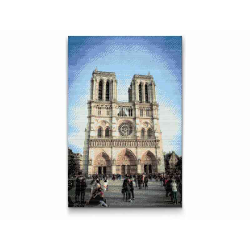 Diamond Art-billede af Notre Dame Katedralen - en af Frankrigs og Paris mest velkendte og unikke seværdigheder.