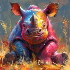 Farverigt næsehorn i diamond art
