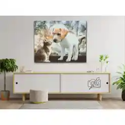 Hundehvalp og killing - Premium i diamond paint